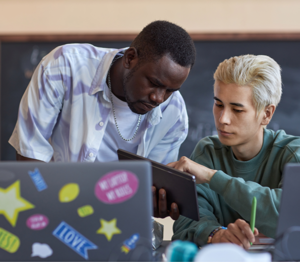 InnoEnergy Masters+ engineering students collaborating on a laptop