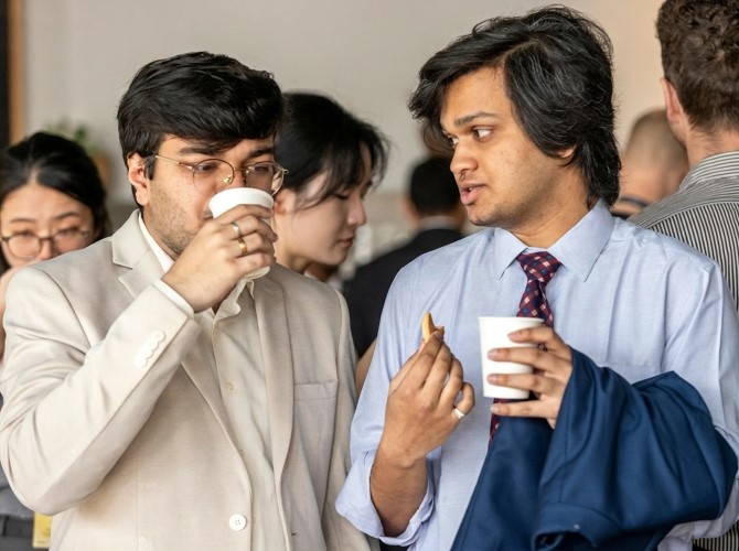 Group of students talking together during a break