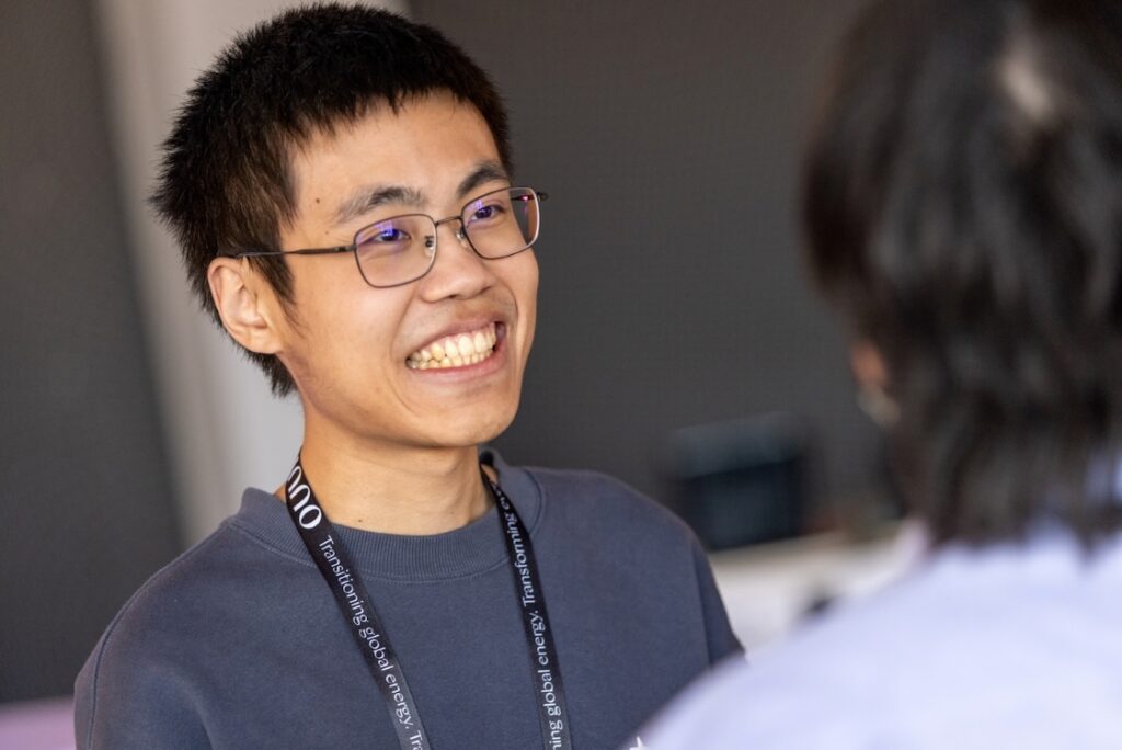 Student speaking with another person